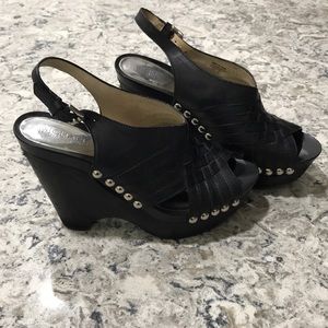 Michel Kors peep toe platform wedges